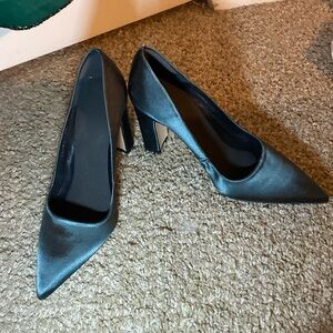 3 in satin forest green heels